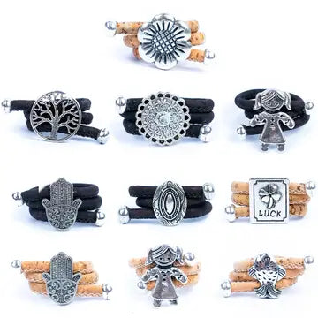 Cork Cord and Alloy Accessories Handmade Rings