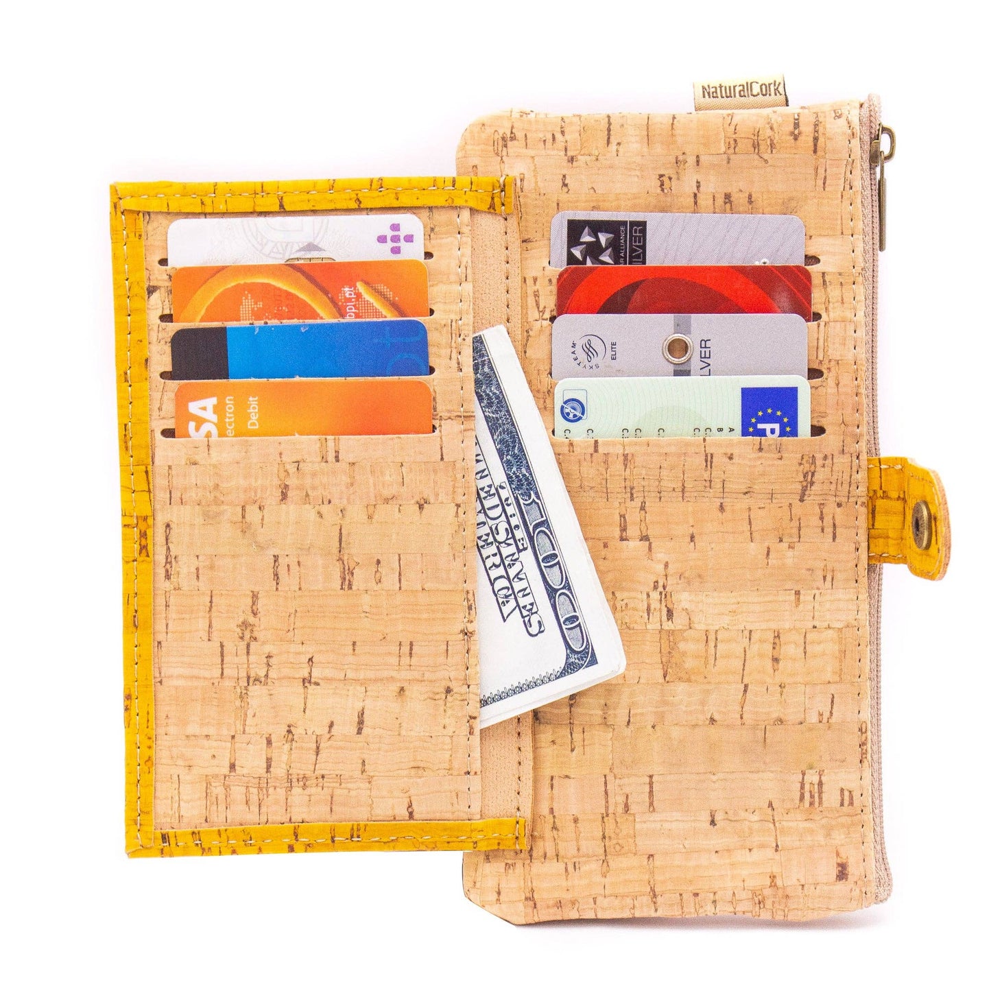 Yellow cork Slim snap wallet