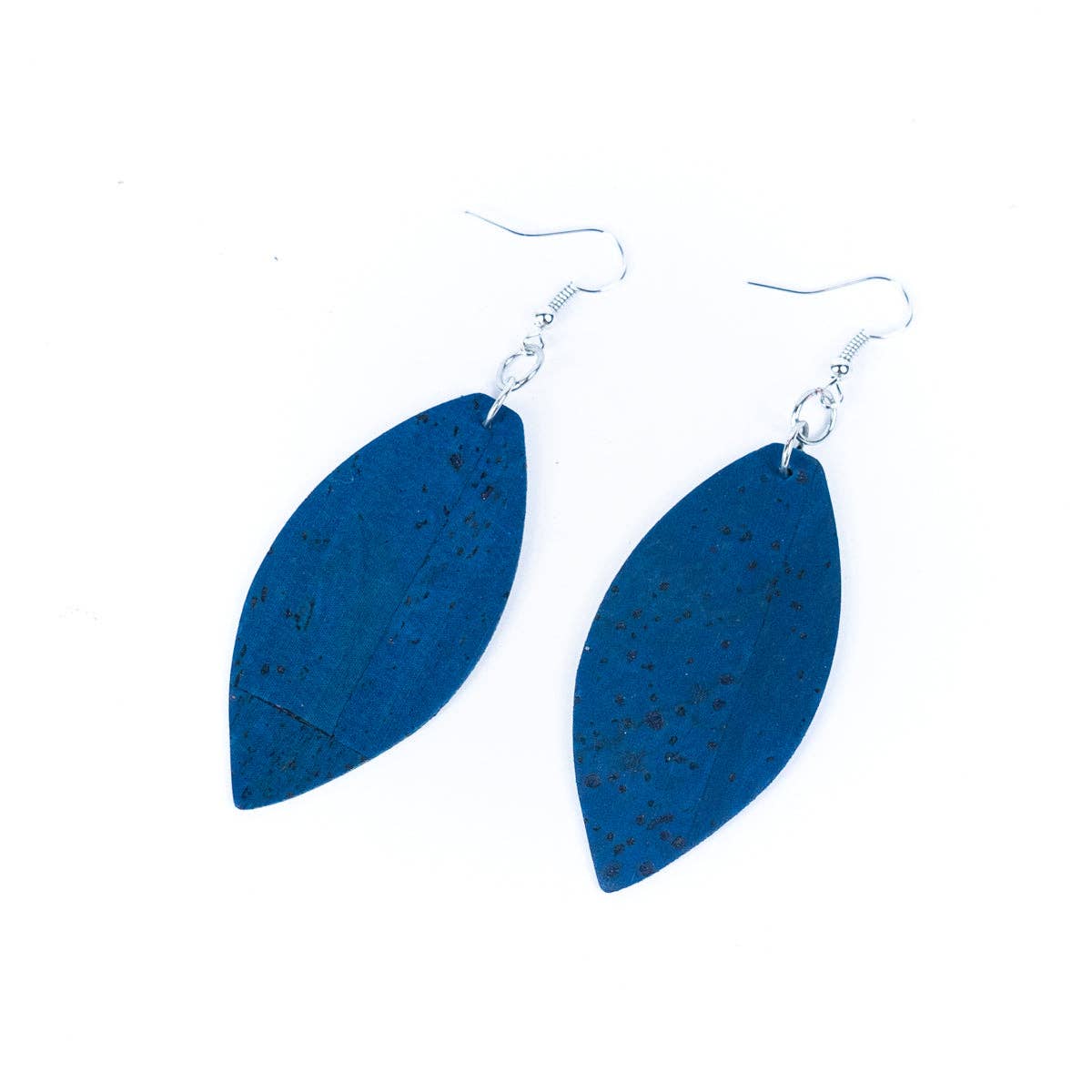 Blue sustainable cork earrings