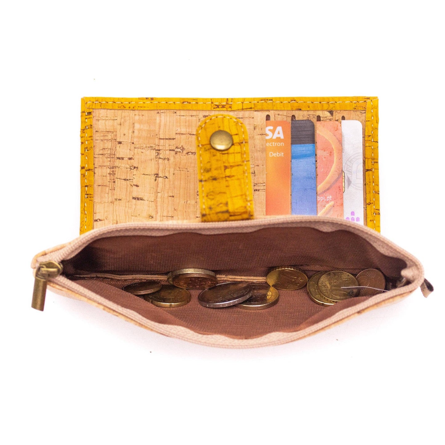 Yellow cork Slim snap wallet