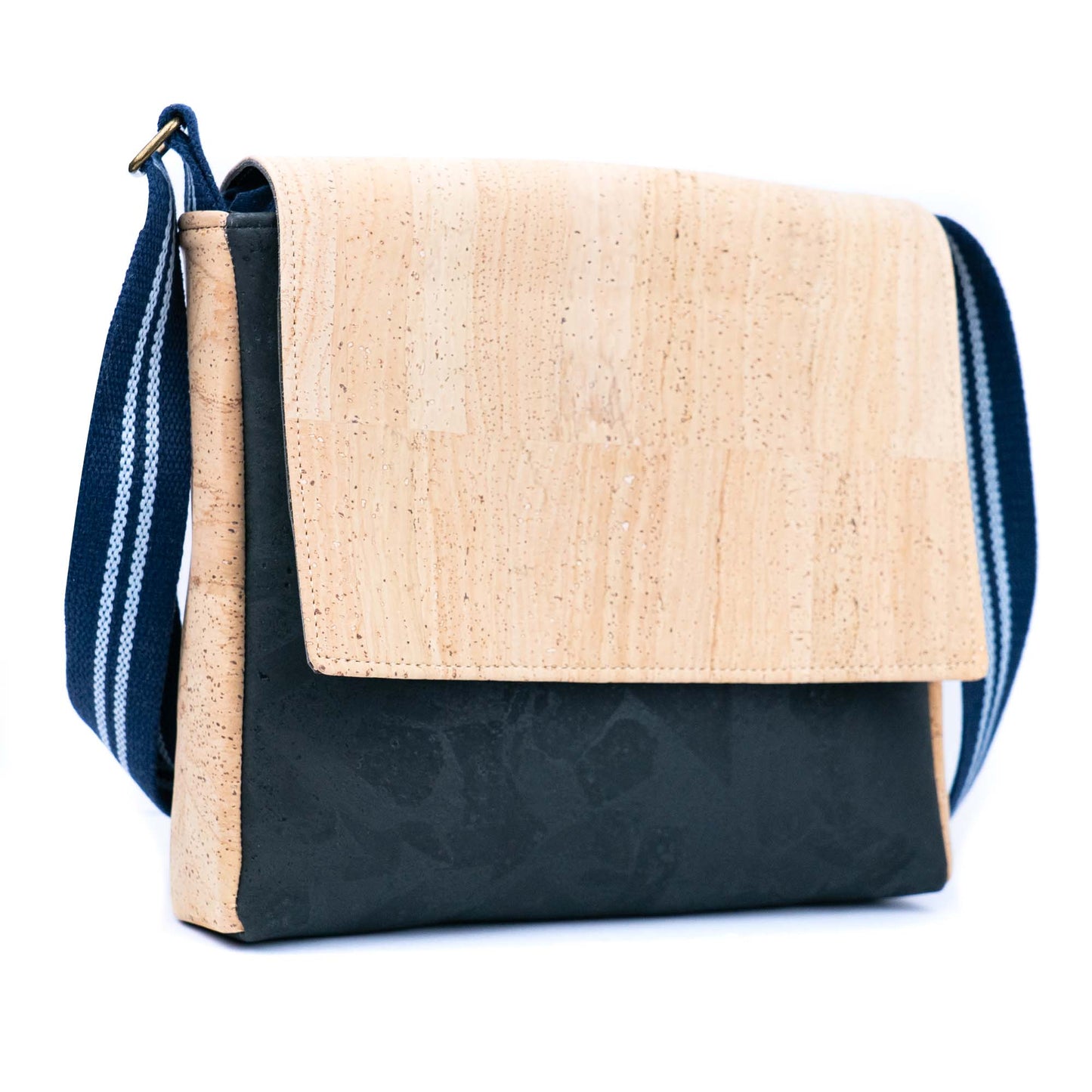 Natural & Black Cork Men's Crossbody Bag
