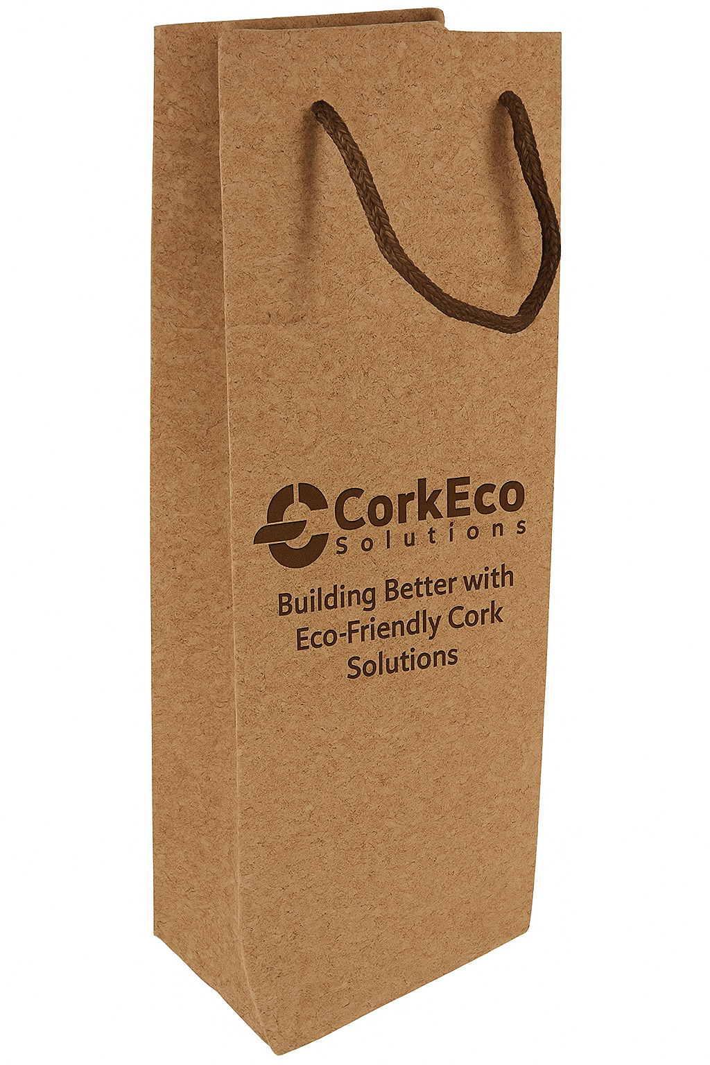 Elegant cork wine bag with natural finish