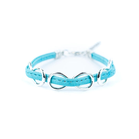 Infinity Symbol Turquoise Cork Bracelet Front View