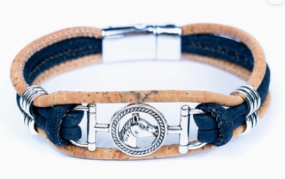 Blue Cork Handmade Bracelet Front View