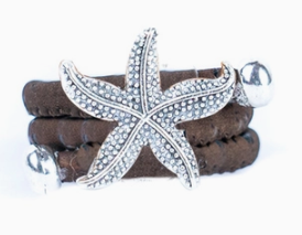 Natural Colored Cork Cord and Starfish Handmade Ring
