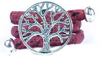 Tree of Life cork rings in brown, green, beige, red, orange, blue, purple, pink, dark green – adjustable eco-friendly rings