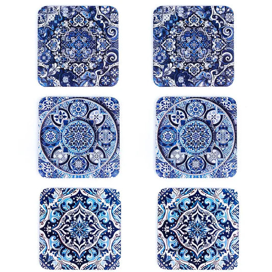 Set of Portuguese Tile Coasters Displayed