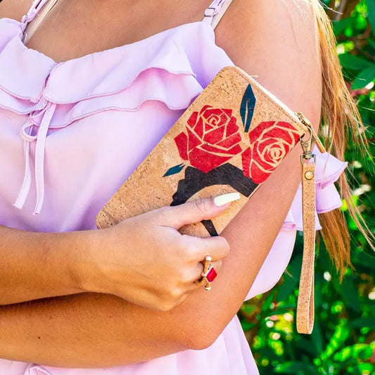 Abstract Frida Art Cork Zipper Wallet Front View