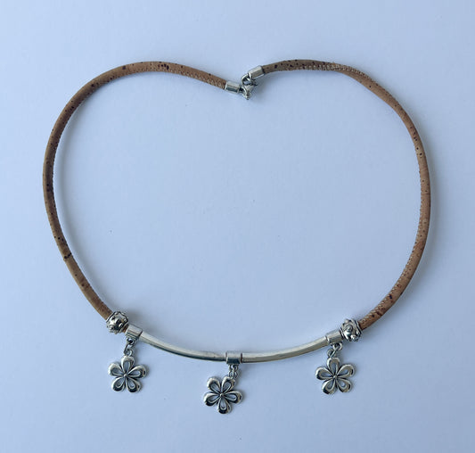 Handmade Natural Cork Necklace Front View