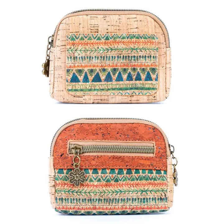 Printed Cork Coin Purse Front & Back View