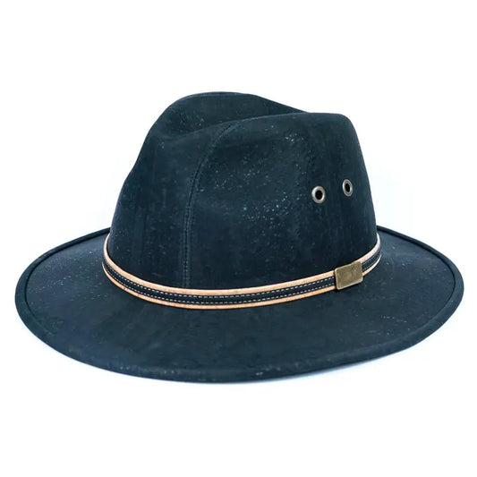 Black Cork Cowboy Hat Front View – Adjustable 56/58/60 cm