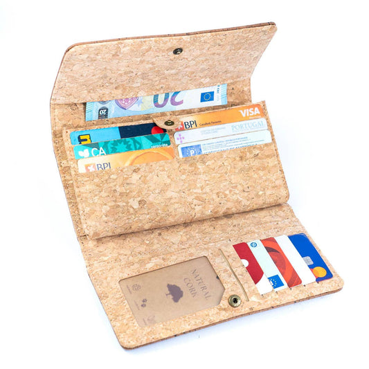 Eco-friendly foldable wallet with 12 card slots, ID window, and cash compartments