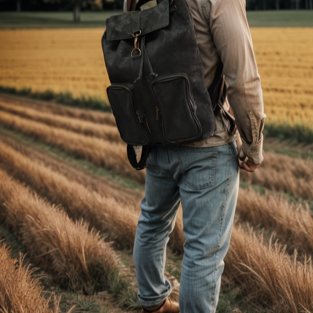 Elegant Urban Cork Men Backpack in Black and Brown BAGP-267