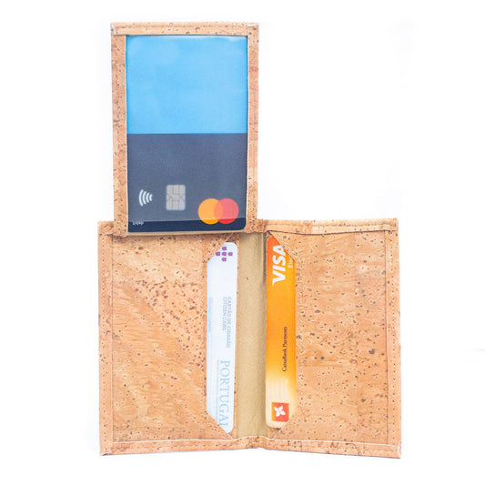 Compact eco-friendly cork wallet with 4 card slots and ID pocket