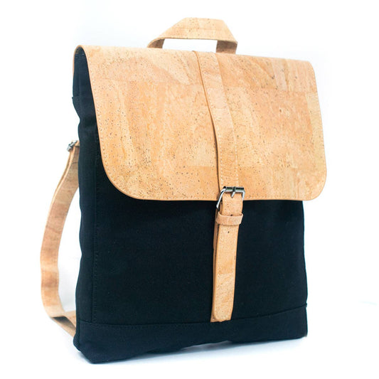 Cork and canvas women’s commuter backpack side profile