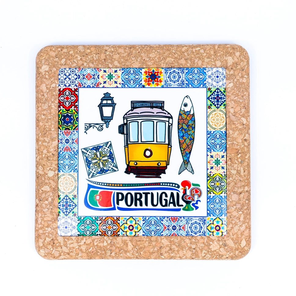 Coasters Cork-Backed Traditional Portuguese Ceramic Tile