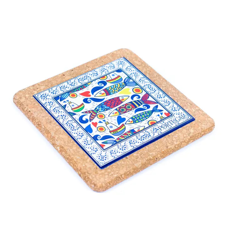 Coasters Cork-Backed Traditional Portuguese Ceramic Tile