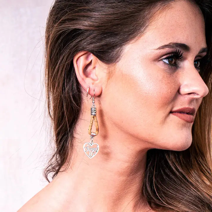 Styled view – Cork Loop Earrings on Model