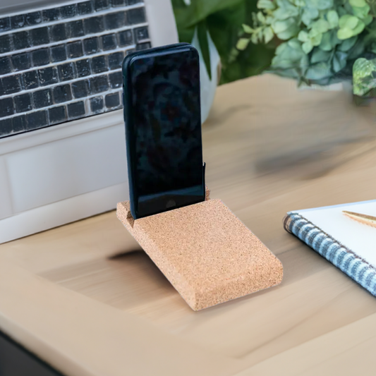 Cork Mobile Phone Stand Front View – 10×8×6 cm