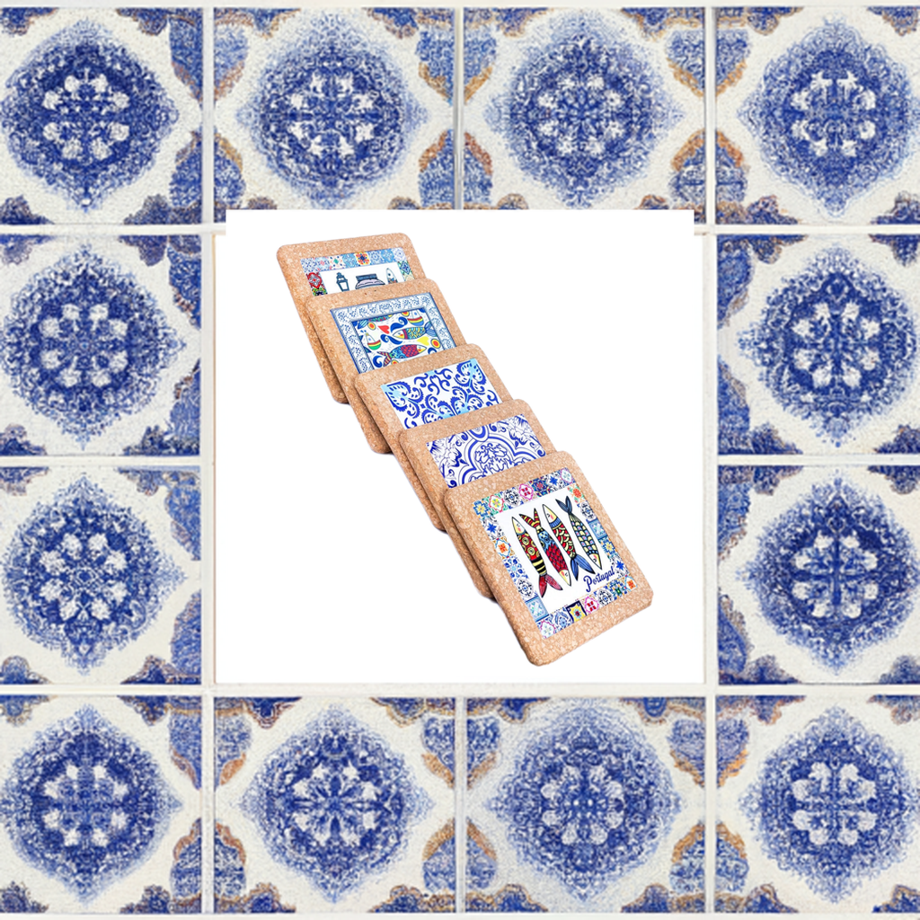 Coasters Cork-Backed Traditional Portuguese Ceramic Tile