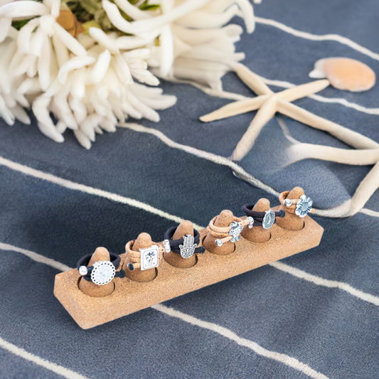 Cork Cord and Alloy Handmade Ring Front View