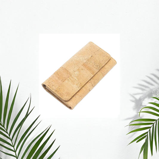 Natural Cork Bifold Smart Vegan Wallet Front View