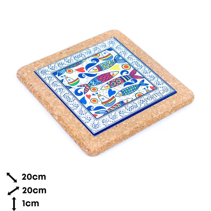 Coasters Cork-Backed Traditional Portuguese Ceramic Tile