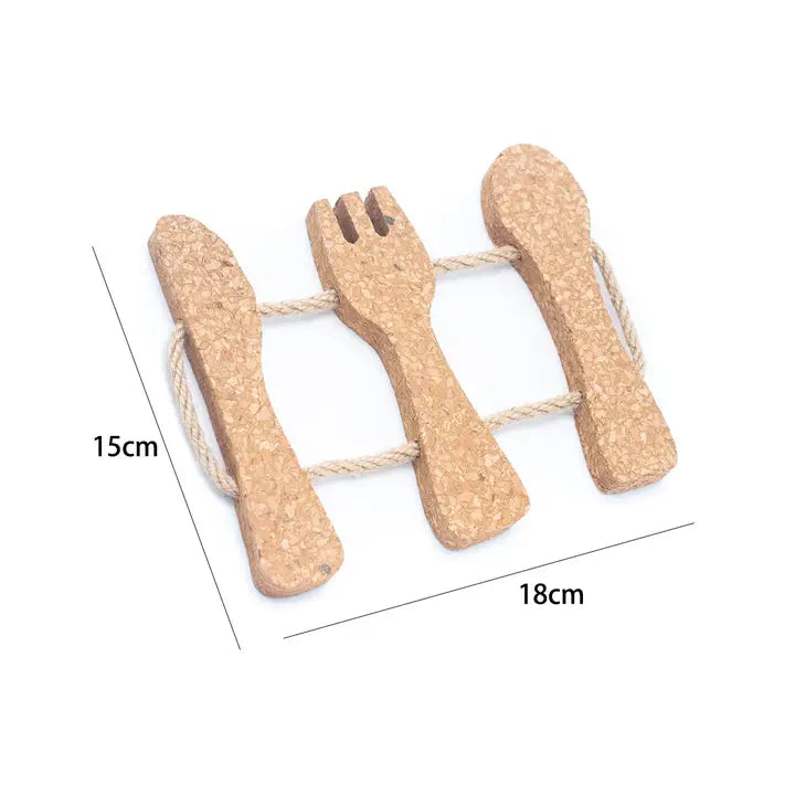 Cork Coasters with Hemp Cord Close-Up Design