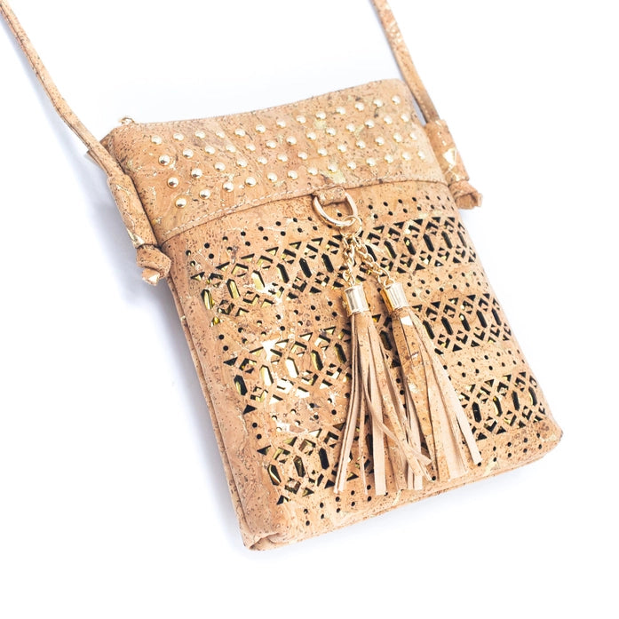Gold Cork Crossbody Bag Front View