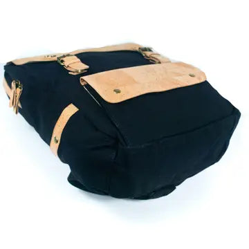 Black Natural Cork & Cotton Canvas Commuter Backpack Side View 40×30×15 cm