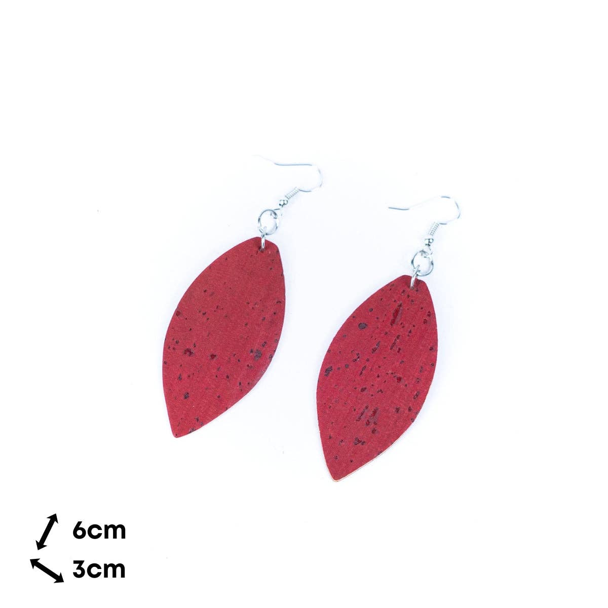 Natural cork fabric three colors handmade women's earrings