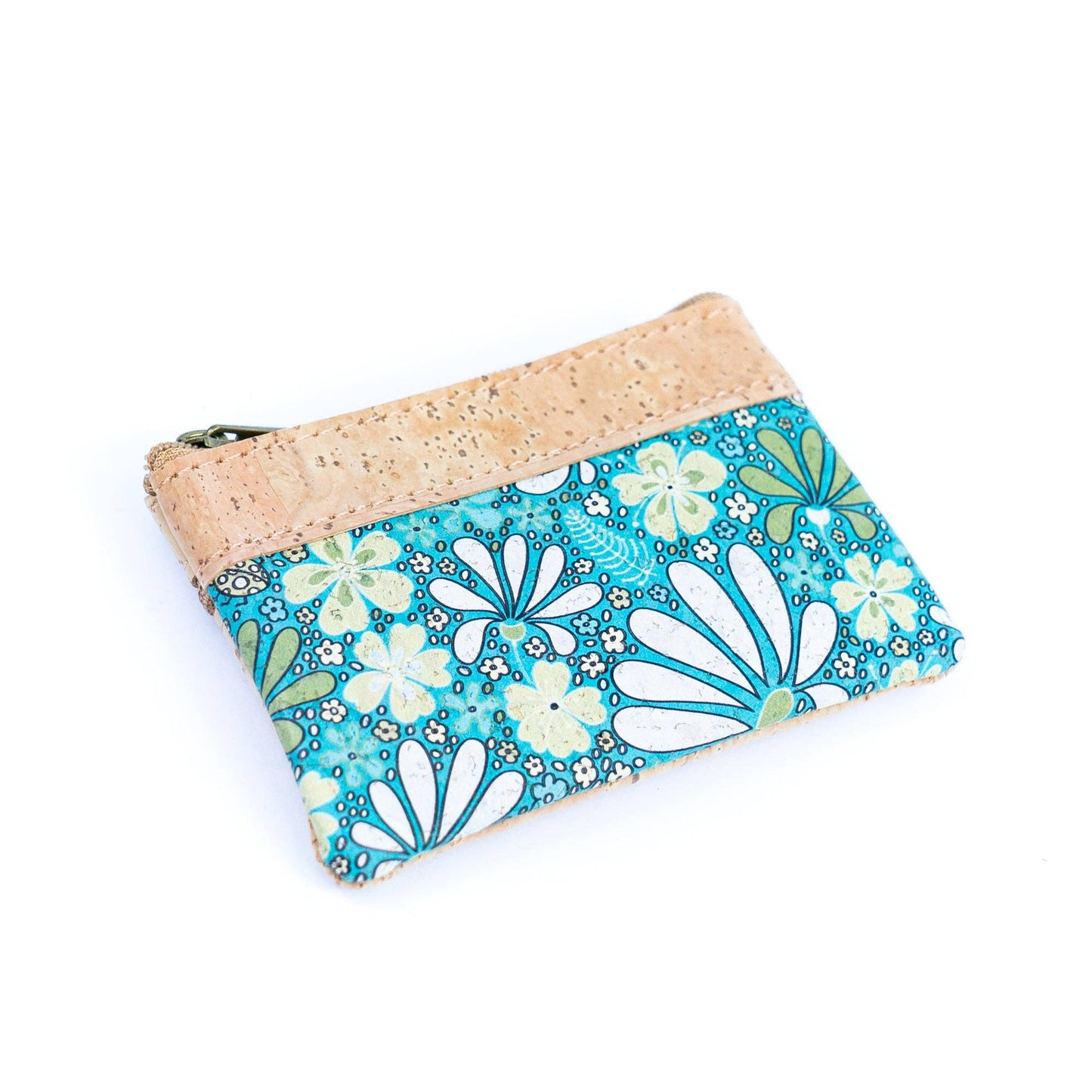 Chic Printed Cork Mini Wallet for Women with Dual Zip Compartments