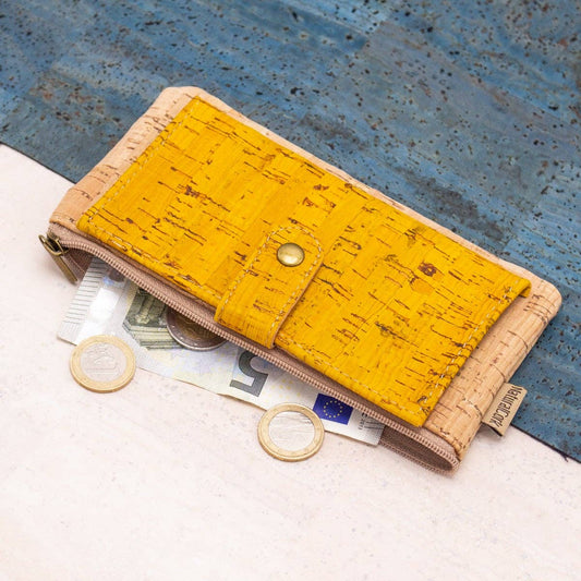 Yellow cork Slim snap wallet