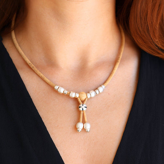 3mm natural colour round cork wire handmade necklace