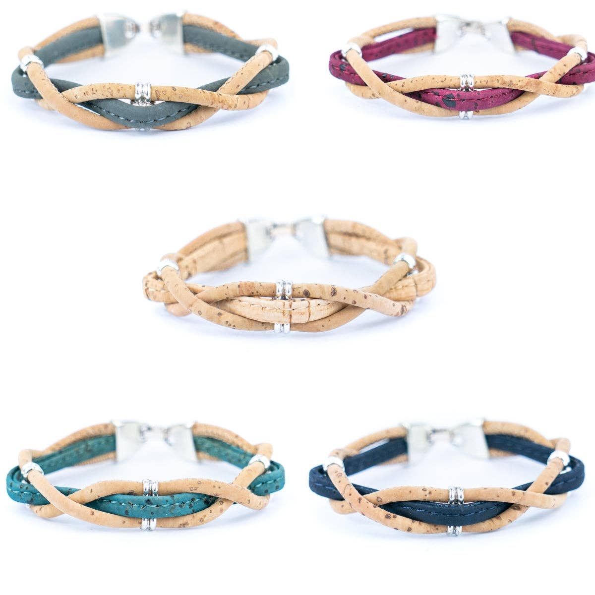 Natural cork and accessories Hand-woven cork bracelet for women