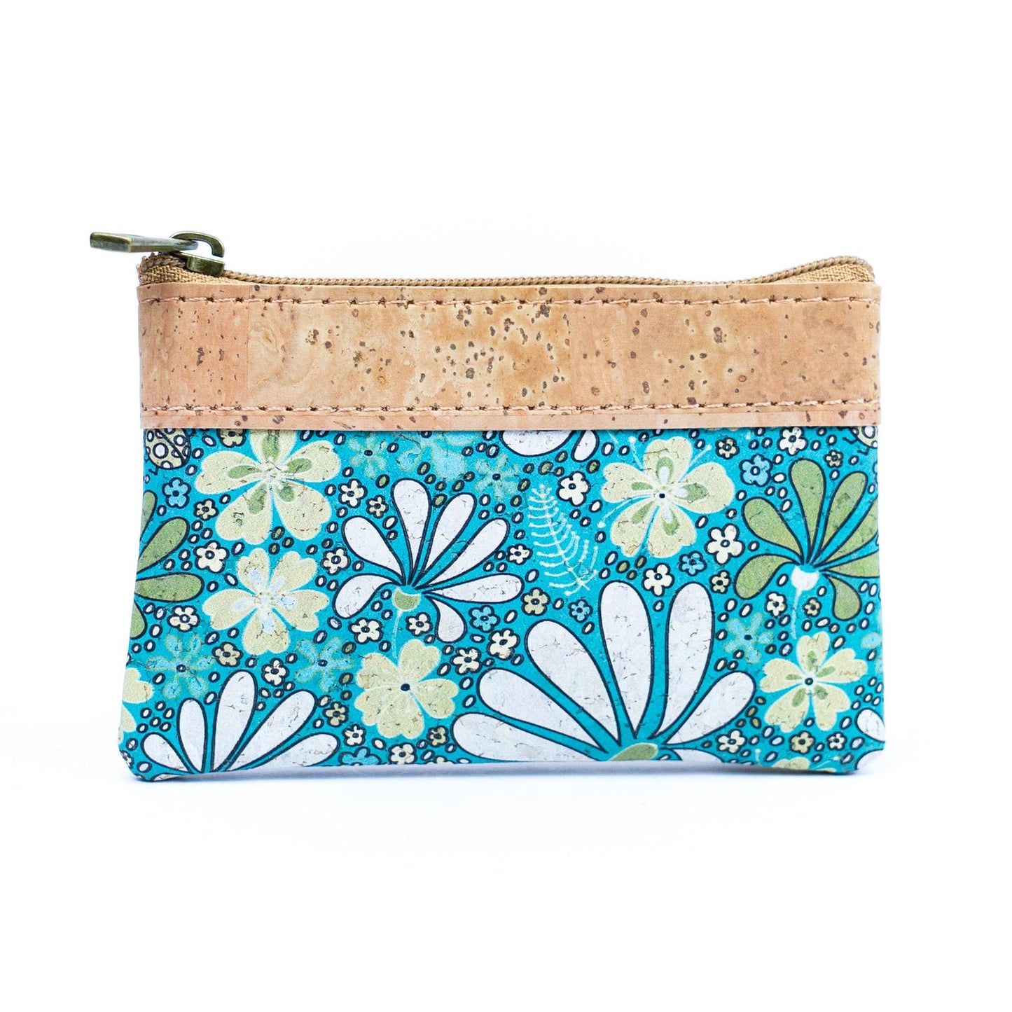 Chic Printed Cork Mini Wallet for Women with Dual Zip Compartments