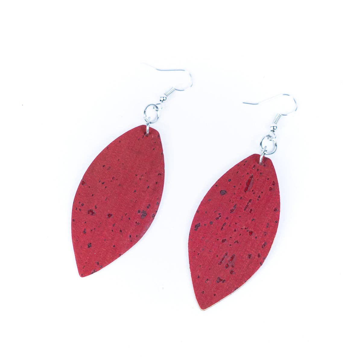 Natural cork fabric three colors handmade women's earrings