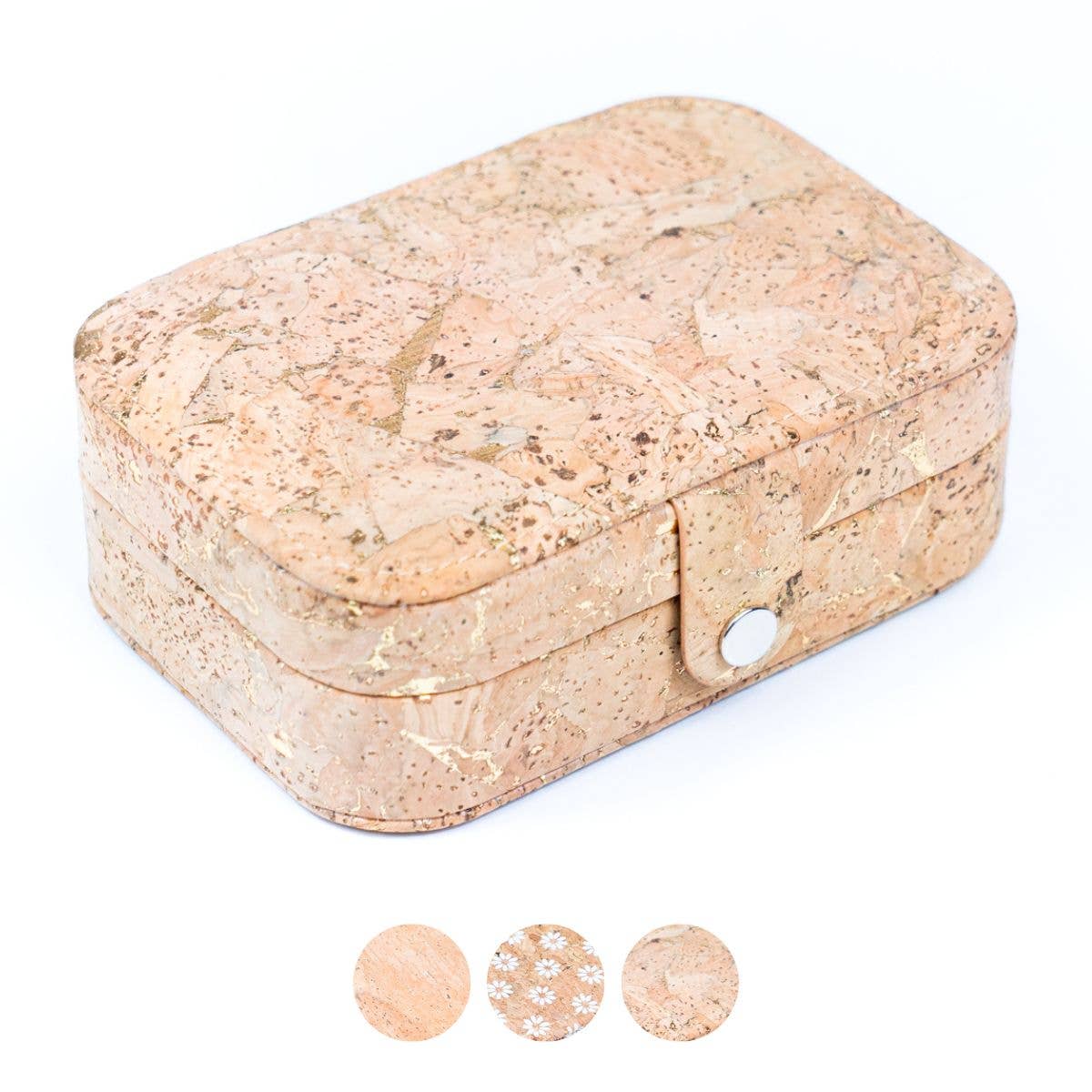Natural/Golden/Patterned Cork Jewelry Storage Rectangular Bo