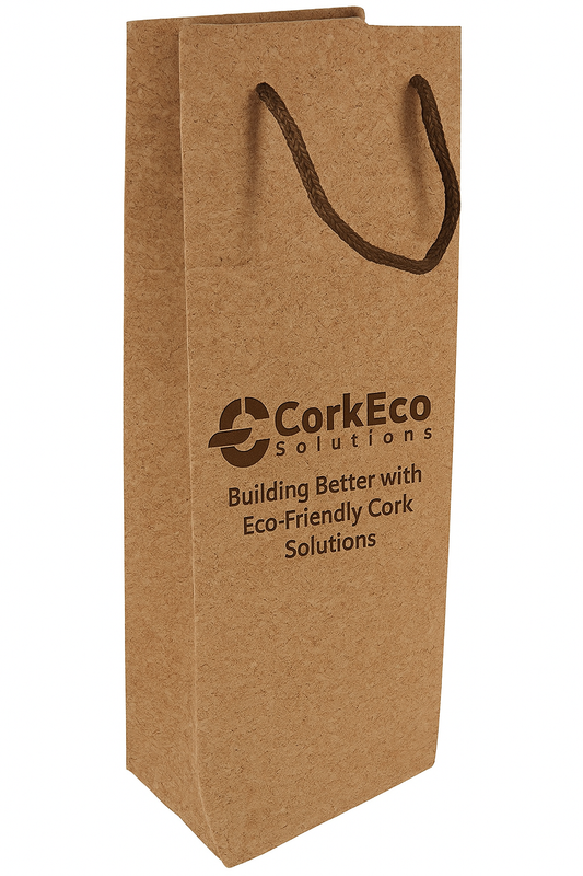 Elegant cork wine bag with natural finish