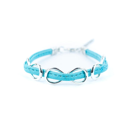 Flat Cork Wire and Alloy Infinity Symbol Handmade Unisex Fashion Bracelet