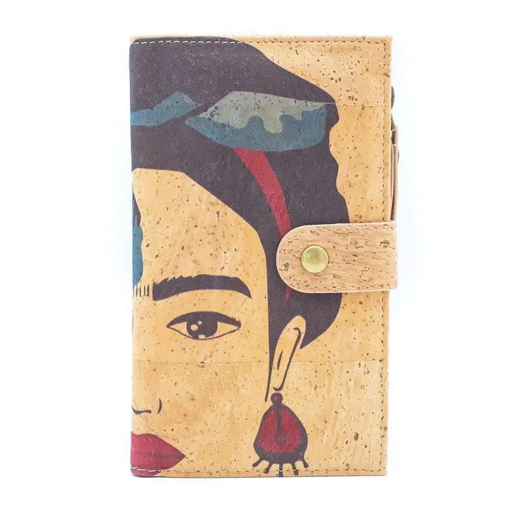 Frida Kahlo Cork Wallet RFID Front View