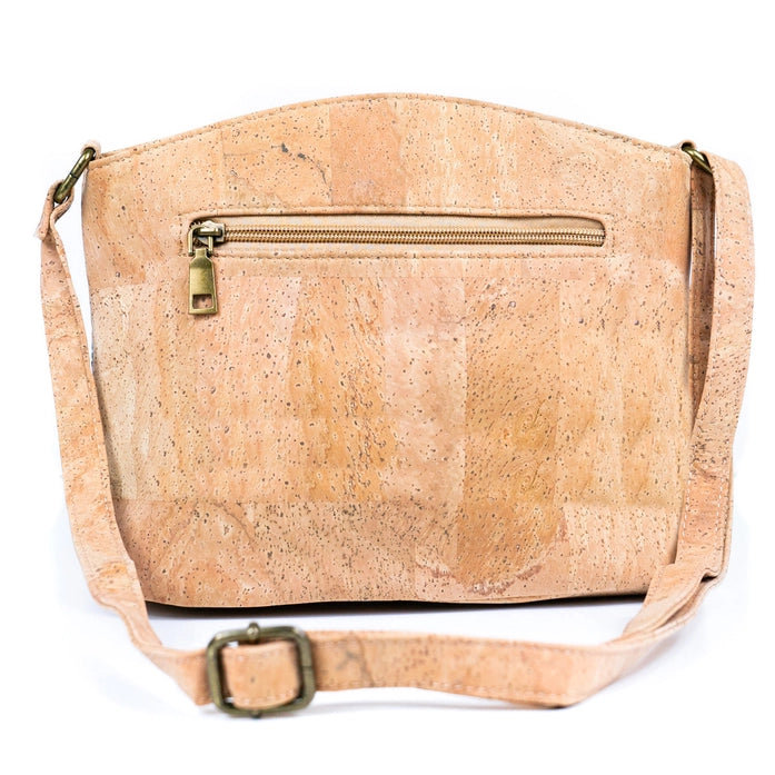 Three-Line Zipper Cork Crossbody Bag