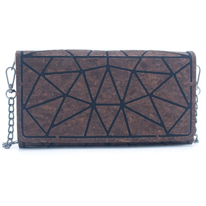 Geometric Pattern Natural Cork Chain Phone Wallet