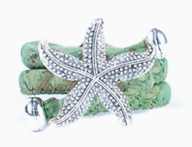 Natural Colored Cork Cord and Starfish Handmade Ring