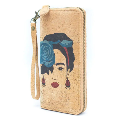 Abstract Frida Art Cork Zipper Wallet