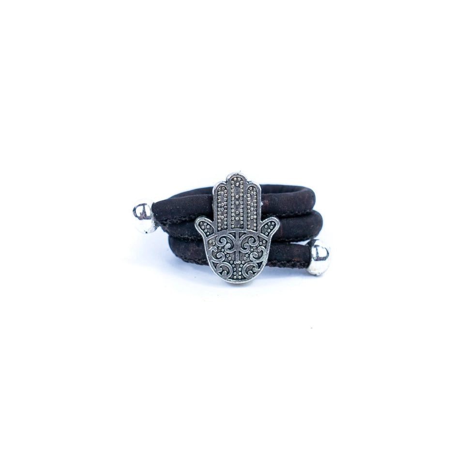Cork Cord and Alloy Handmade Ring Front View