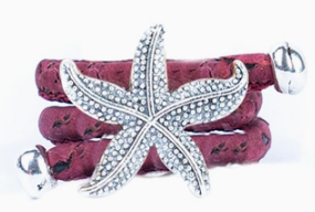Natural Colored Cork Cord and Starfish Handmade Ring