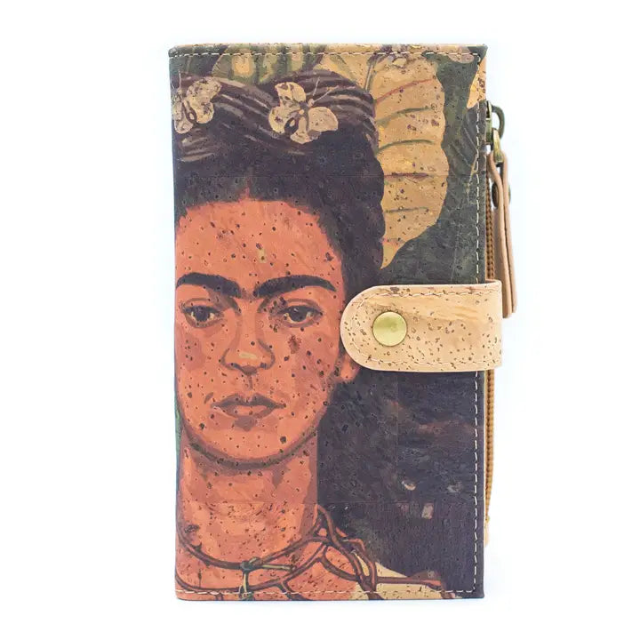 Frida Kahlo Cork Wallet RFID Front View