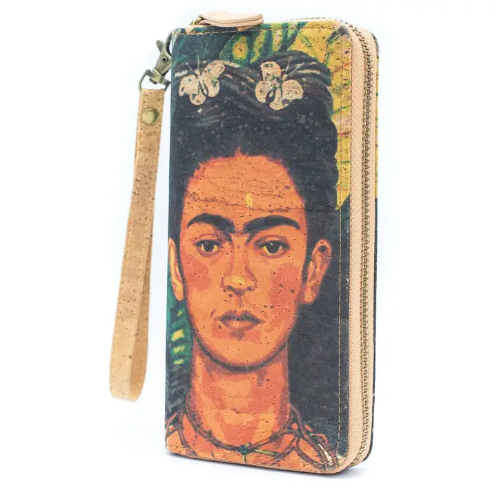 Abstract Frida Art Cork Zipper Wallet