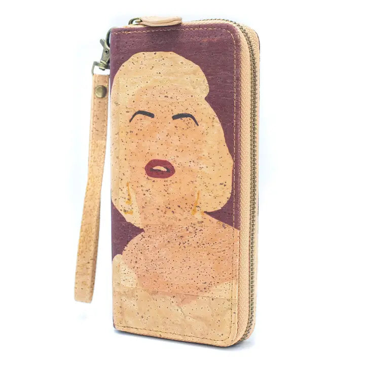 Abstract Frida Art Cork Zipper Wallet